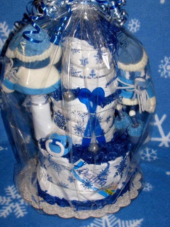 Christmas Baby Diaper Cake, Snowmen, Christmas Baby Gift, Baby Shower Centerpiece