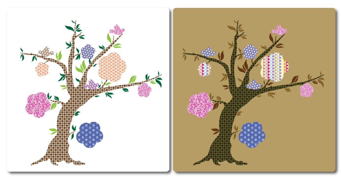 Funky Floral Tree decal  Wall art mural vinyl sticker  Match pbt De Vine and bedding and more