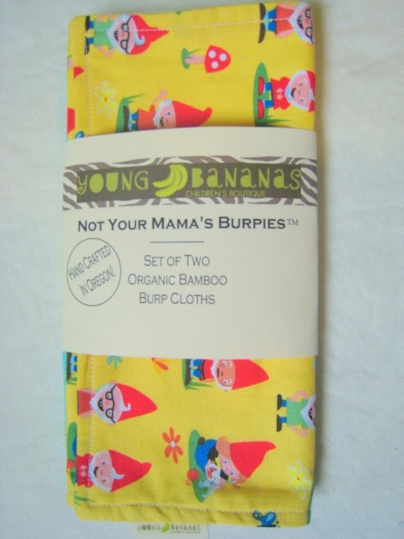 Not Your Mama's Burpies - Organic Bamboo Burp Cloths, Gnomes