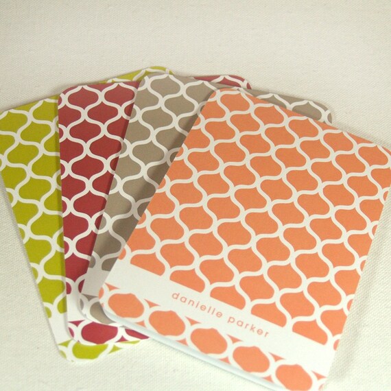 personalized note cards -latticework pattern (8) CHOOSE color