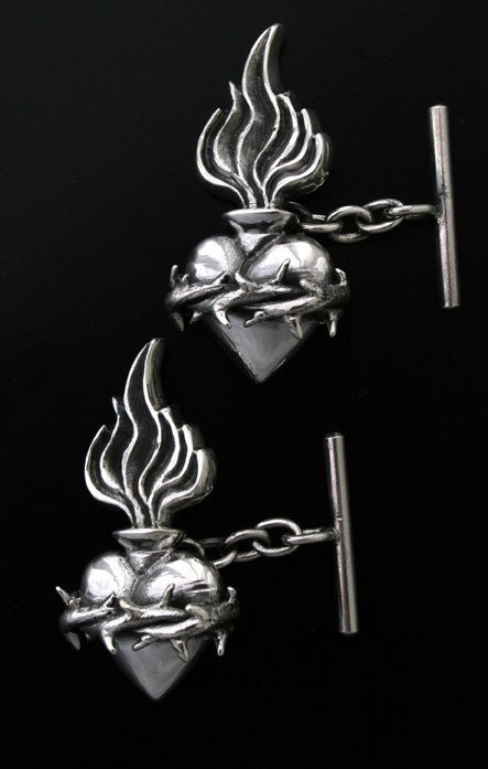 Sterling Silver Sacred Heart Cufflinks