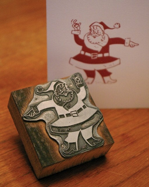 Holiday Note Card Set (5) - Letterpress Santa