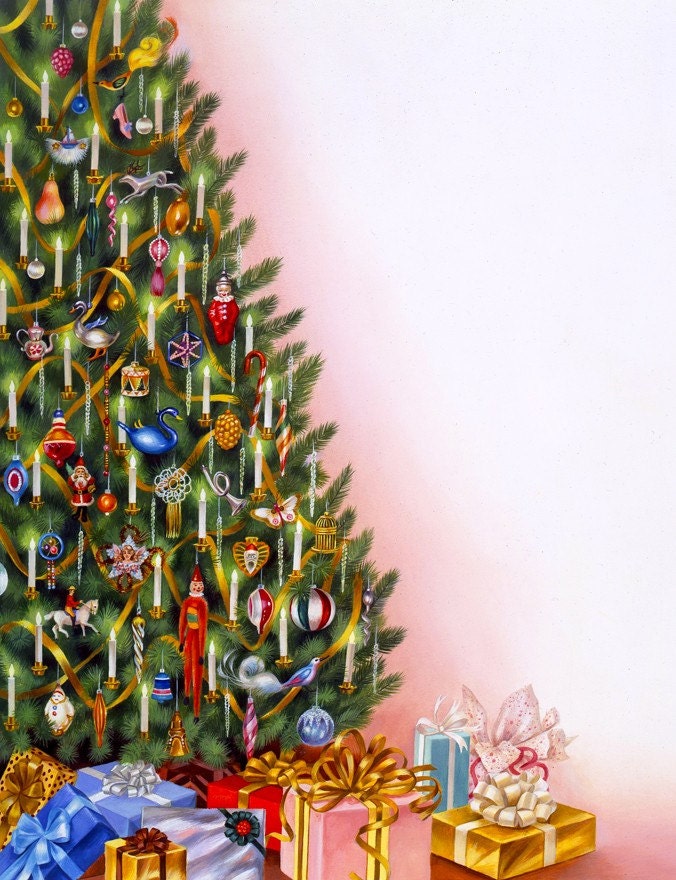 framed original art - Victorian Christmas Tree