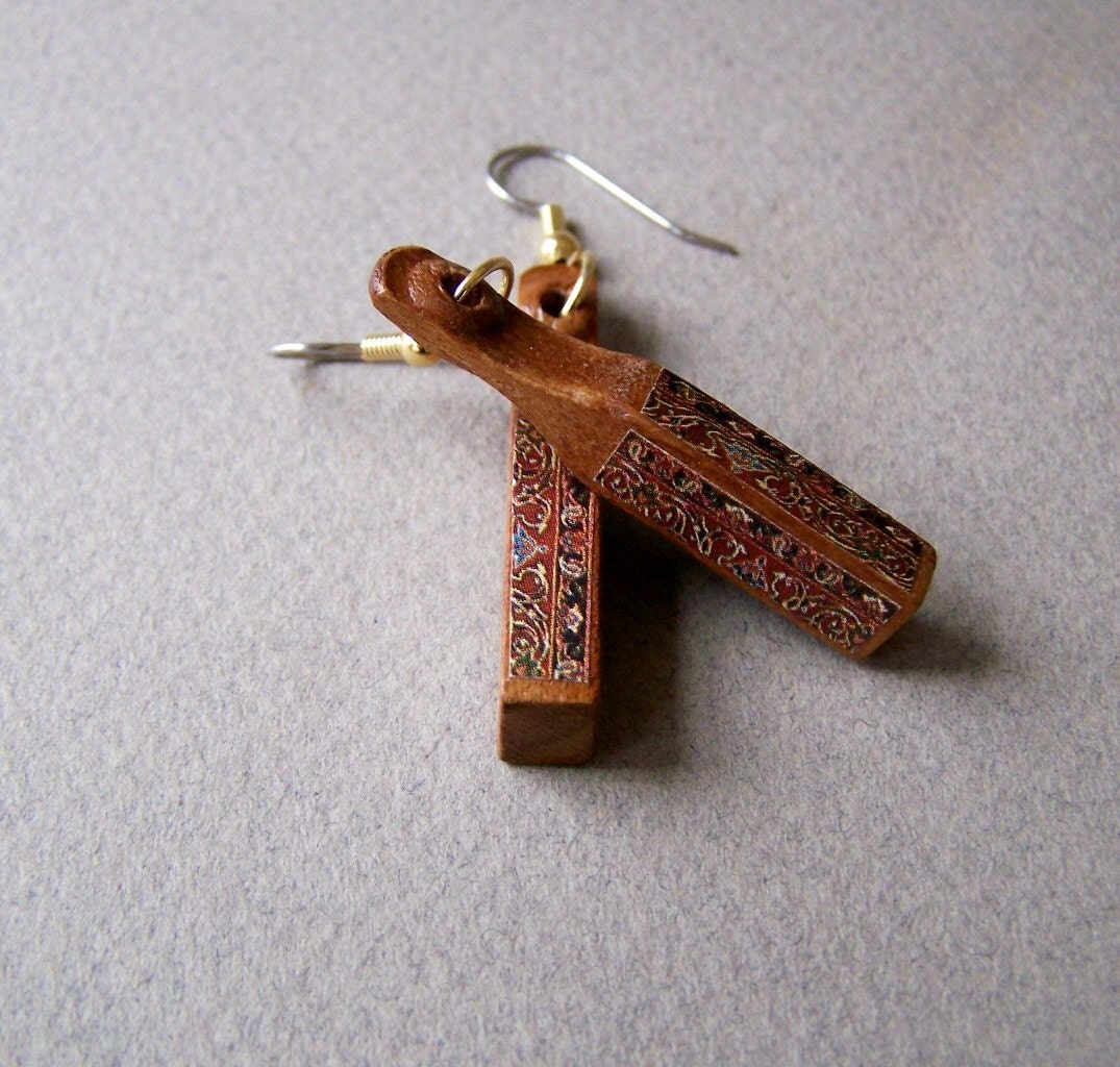 Recycled Piano Wooden Drop Earrings