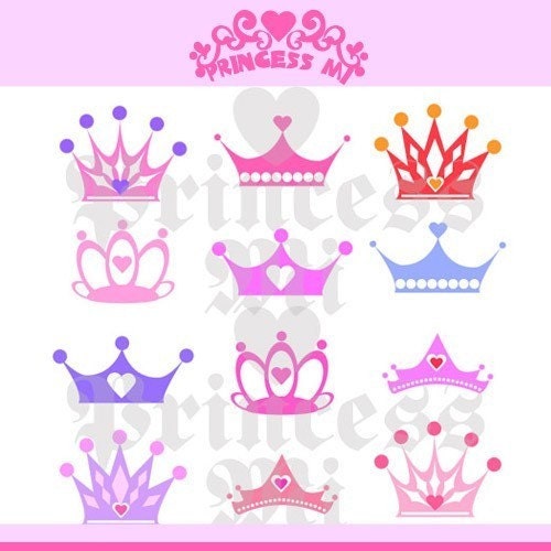 princess crown clipart. Princess Crown set graphic