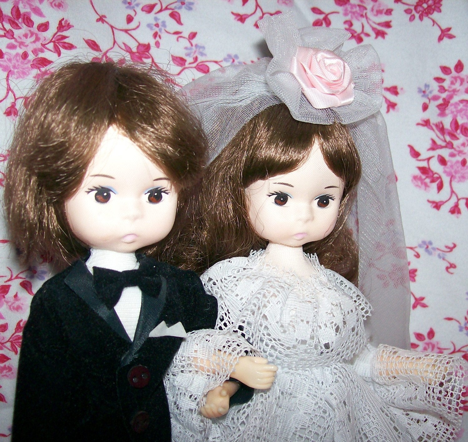 Vintage Bradley Bride And Groom Wedding Dolls