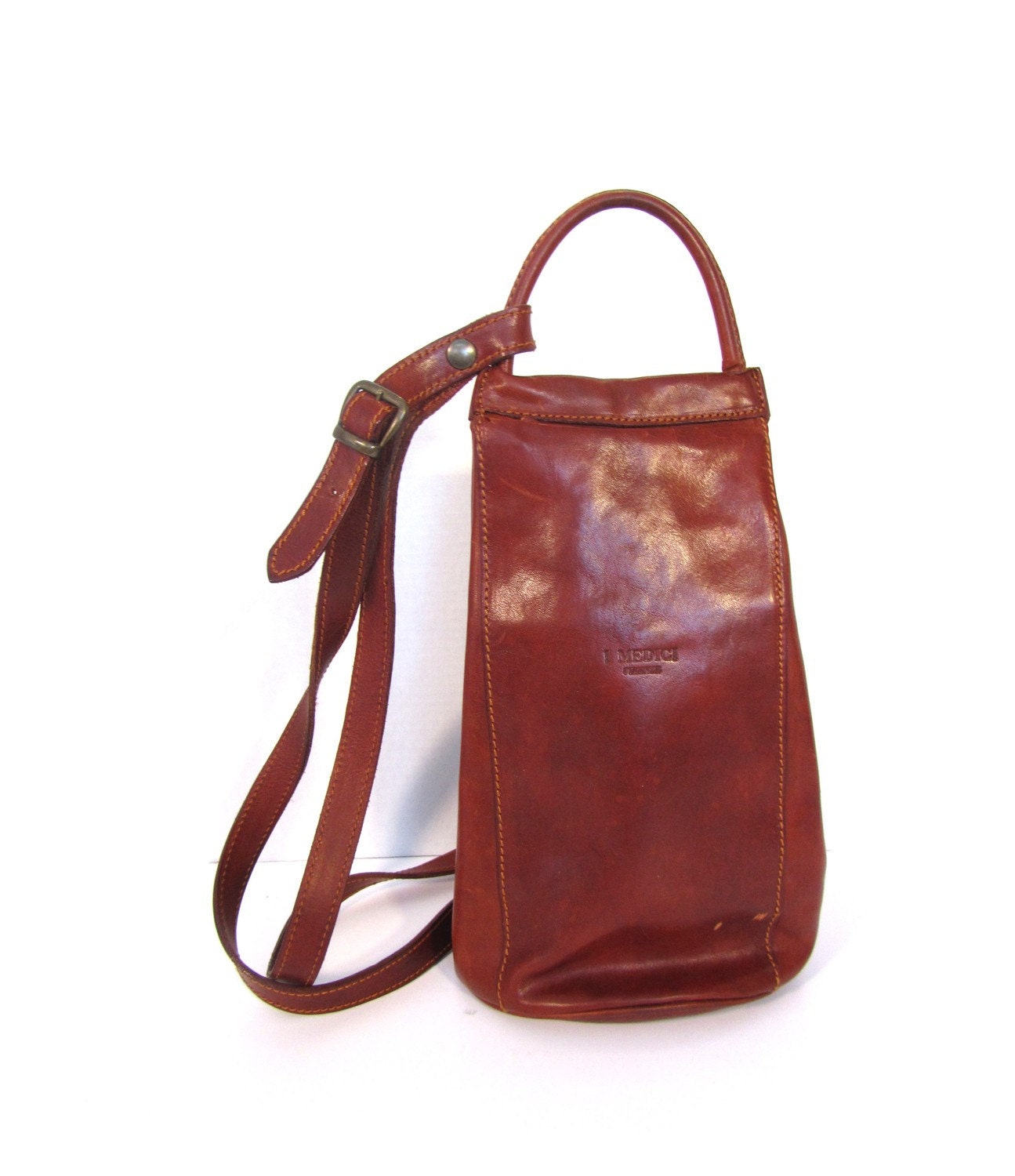 Vintage i medici Sedona Red Italian Leather Distressed Boho Chic Backpack