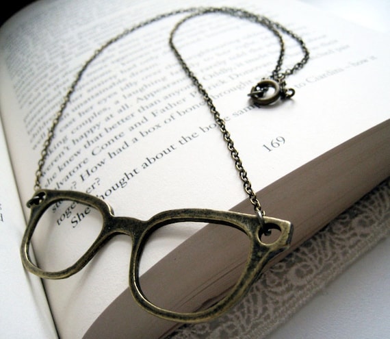 Antique Brass Eyeglasses Necklace