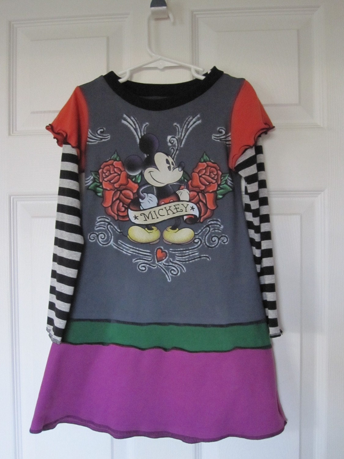 Roses Are Red, Mickey Loves You Upcycle Dress- Size 4/5