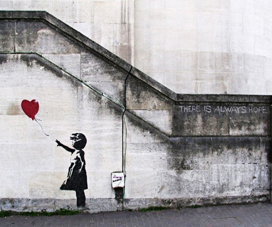 Banksy  Graffiti Art - Girl with Balloon No. 3 - 8x10 Print of an Original  Photograph