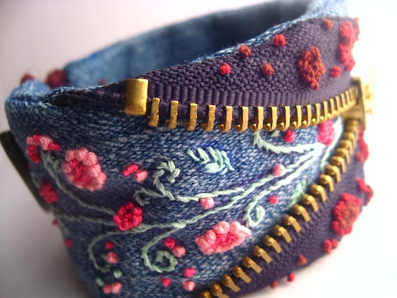 Hand 
Embroidered Kawari Cuff Bracelet by IMU2u