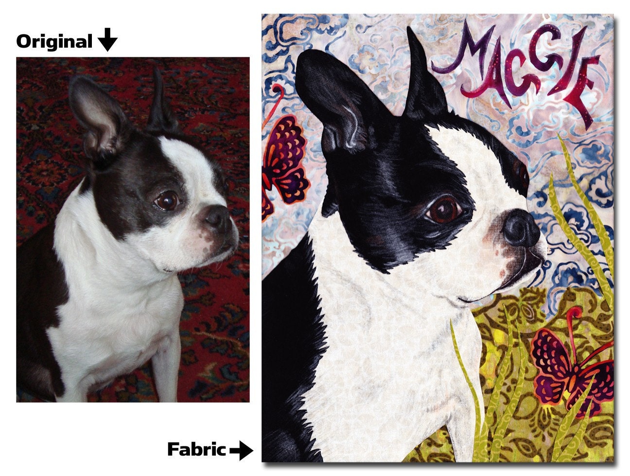 Boston Terrier - Custom pet portraits - Turn your pet into art - NO FRAME NEEDED