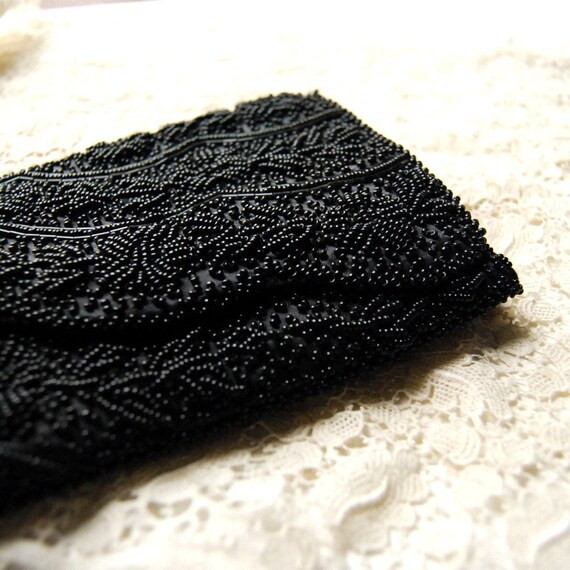 black beaded clutch. Vintage Black Beaded Clutch Purse, Hand Made in Hong Kong. From calloohcallay