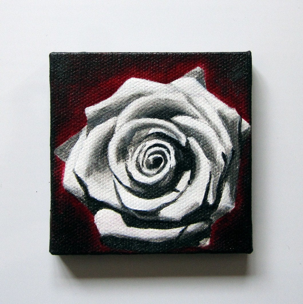 White Rose Mini Painting Refrigerator Art Magnet