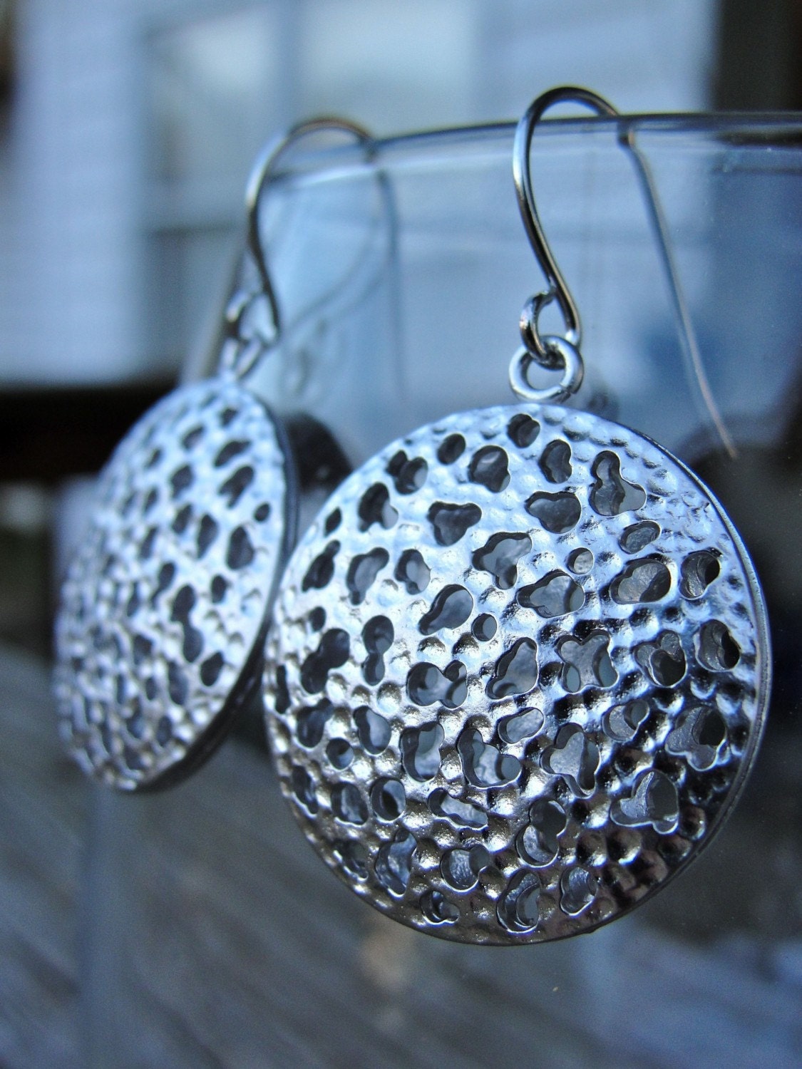 Silver Round Hole Earrings