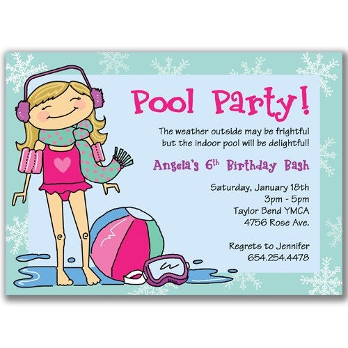 birthday party invites for girls. Winter Pool Party Invitations
