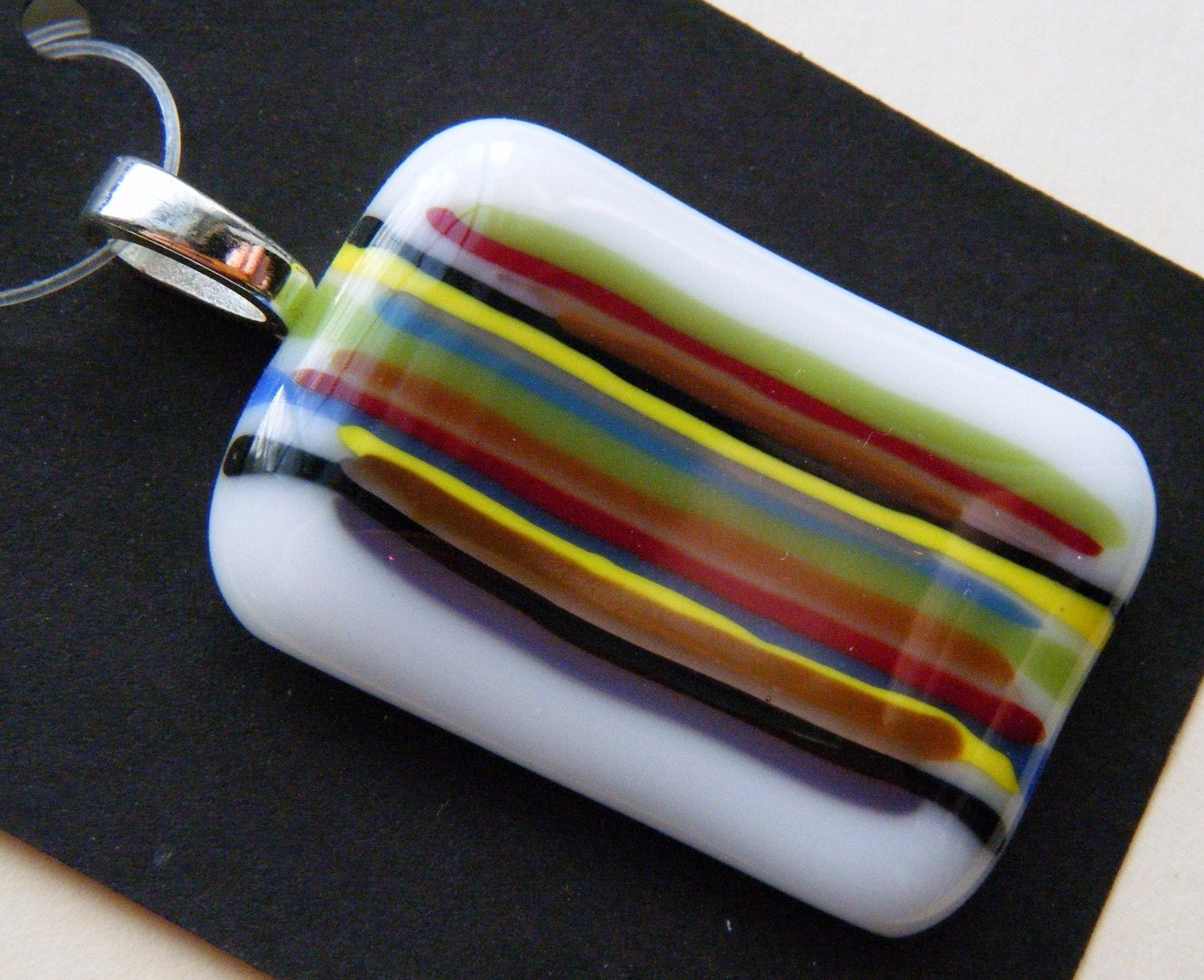 SALE Ugly Glass Fused Glass Striped Pendant
