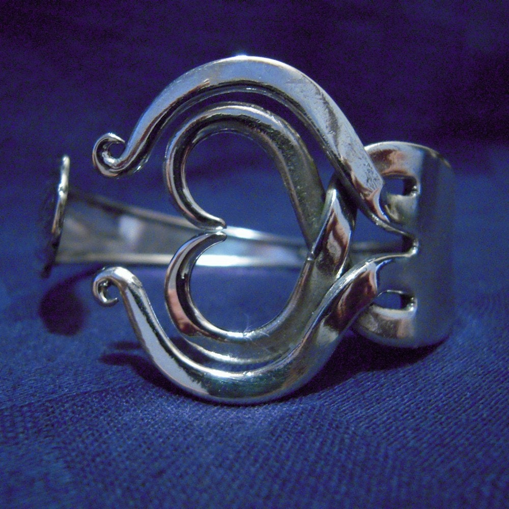 Recycled Silver Fork Bracelet in Original Heart Design Number Three