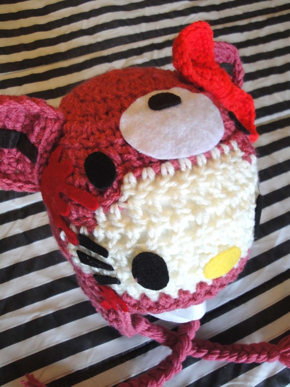 Gloomy Bear hello kitty Hat, Made with acrylic Yarn.