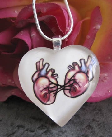 With Strings Attached Glass Heart Shaped Pendant