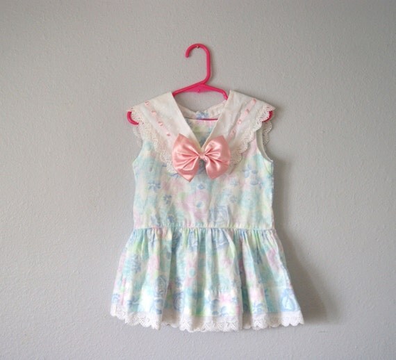 My Little Monet - Vintage Girls Watercolor Sailor Dress TODDLER 3 4