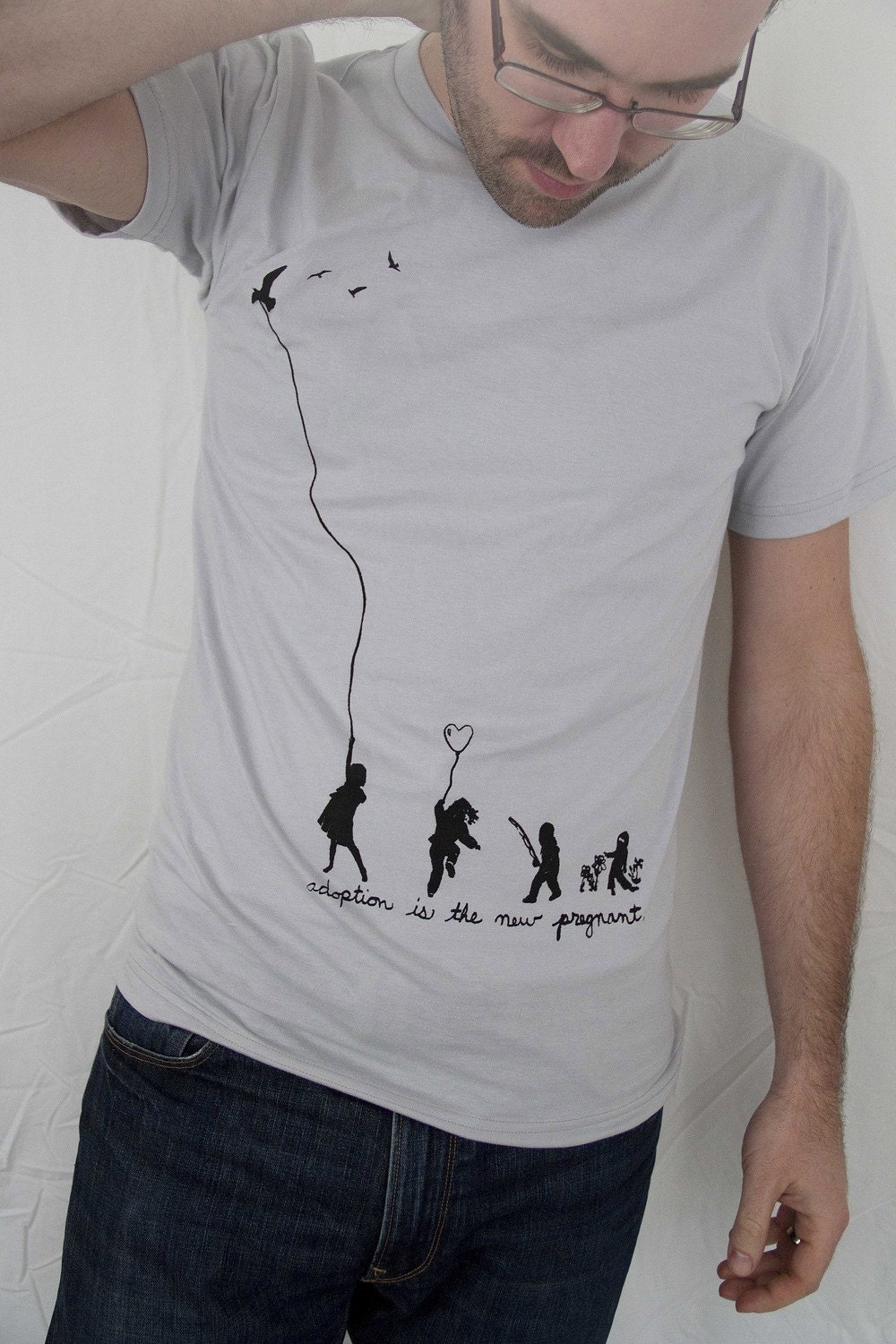 Silver Unisex TShirt "adoption is the new pregnant" - American Apparel XS/S/M/L/XL Free Tote Free S&H