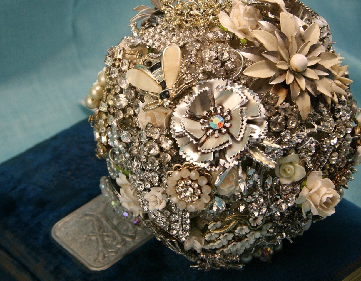 Rhinestone Art Deco Bouquet - Over The Top Rhinestone & Pearls - Custom Made for you To Order