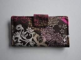 Handmade Long Wallet Brown Butterfly Print Zippered Pocket