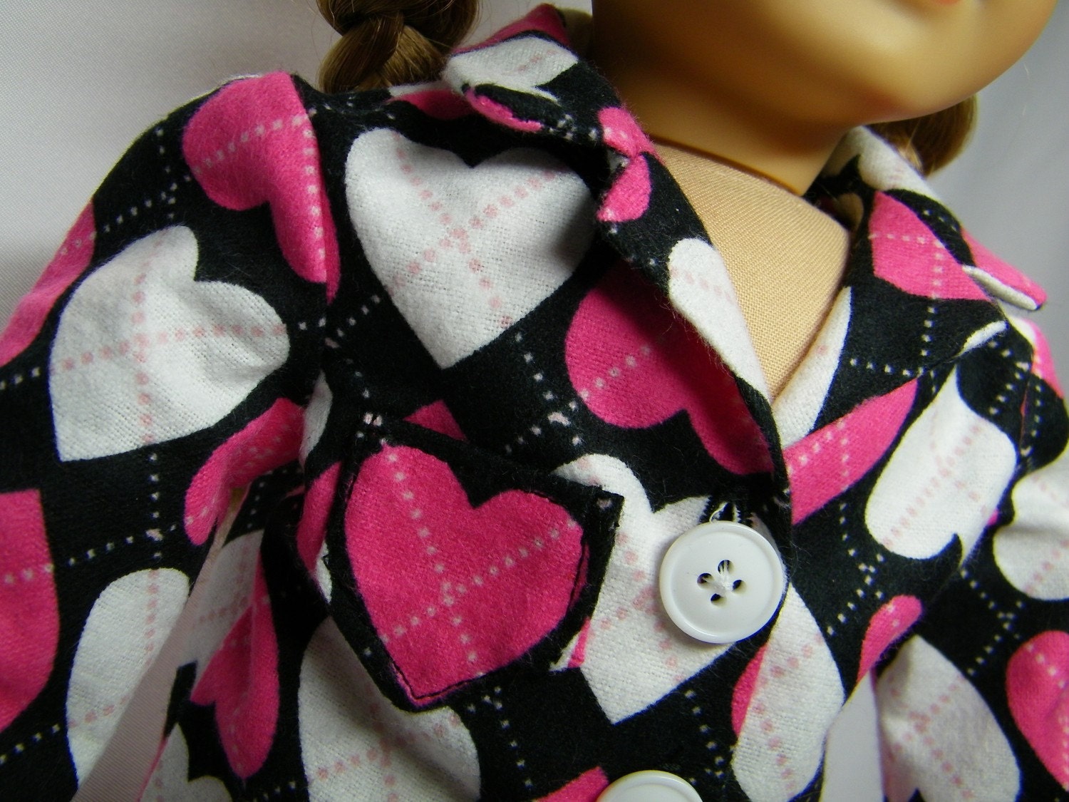 Valentines day pajamas for your American girl doll, LAST ONE.