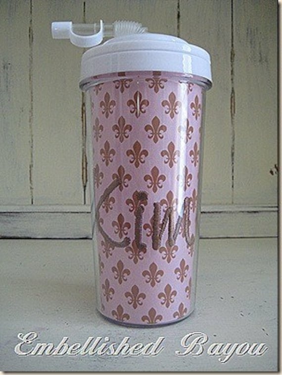 Fleur de Lis Personalized Monogrammed Insulated 20 oz Travel Tumbler Cup with Straw, Buy Three, Get ONE FREE