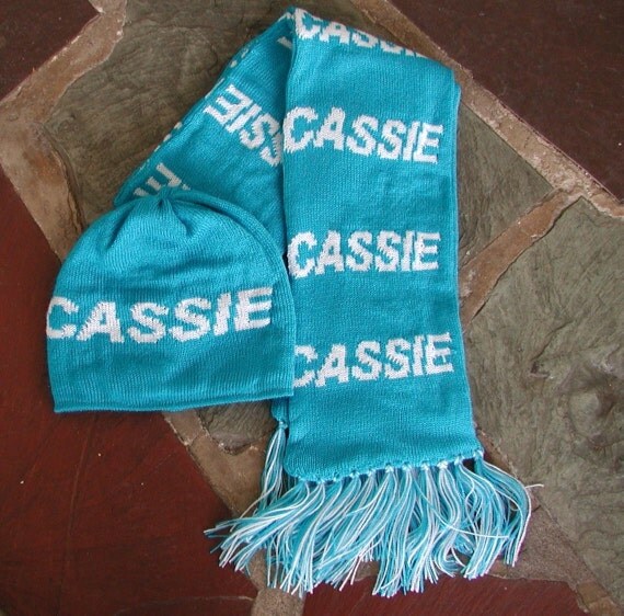 Personalized Knit Scarf and Beenie