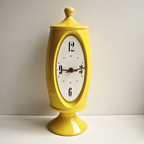 1970s VOHANN Yellow Ceramic Clock