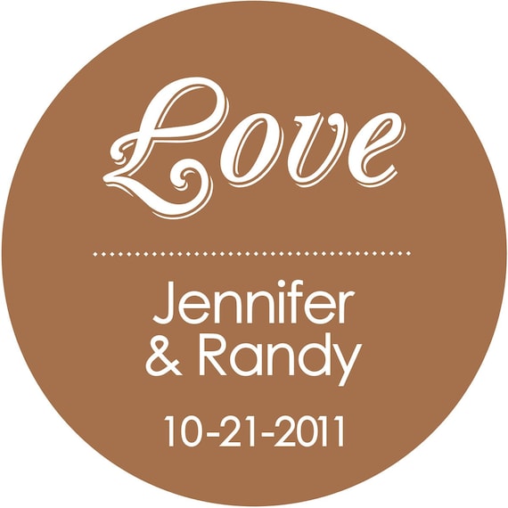 Love Personalized Round Wedding Stickers Labels Glossy