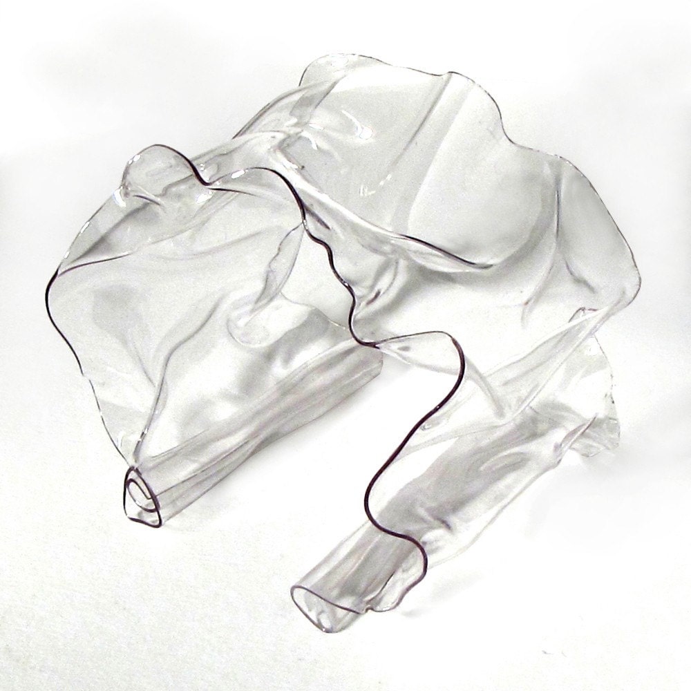 Plastic Cuff Bracelet Transparent Ooak "Crumpled"