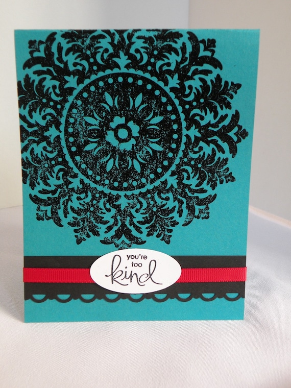 Turquoise and Black Embossed Thank You Card