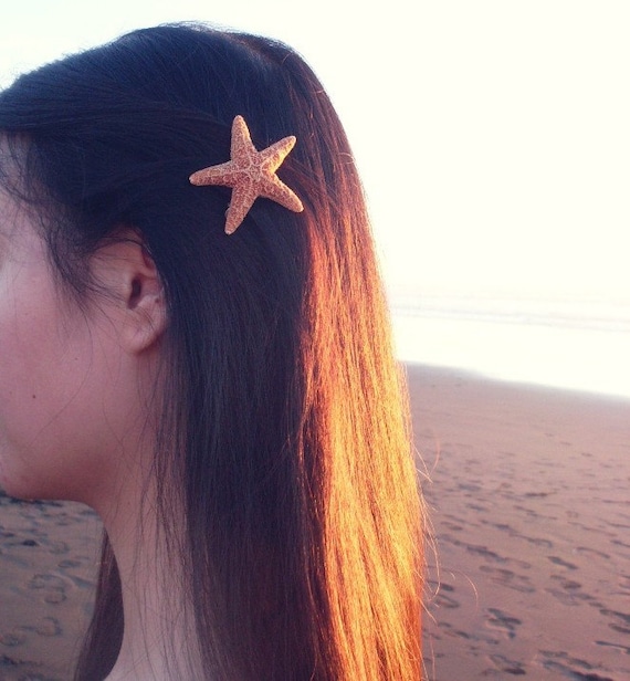 15% OFF Sale - Natural Sugar Starfish Barrette Clip - Small - Romantic Whimsical Dreamy Sea Star for Your Hair - Mermaid Collection