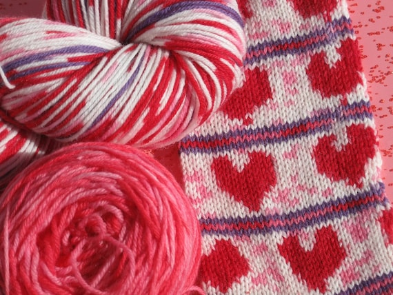 pre-order Valentine Heart self patterning sock yarn kit