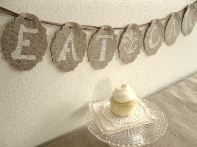 EAT CAKE - Burlap Banner - Wedding - Party - original designs by Blue Pearls