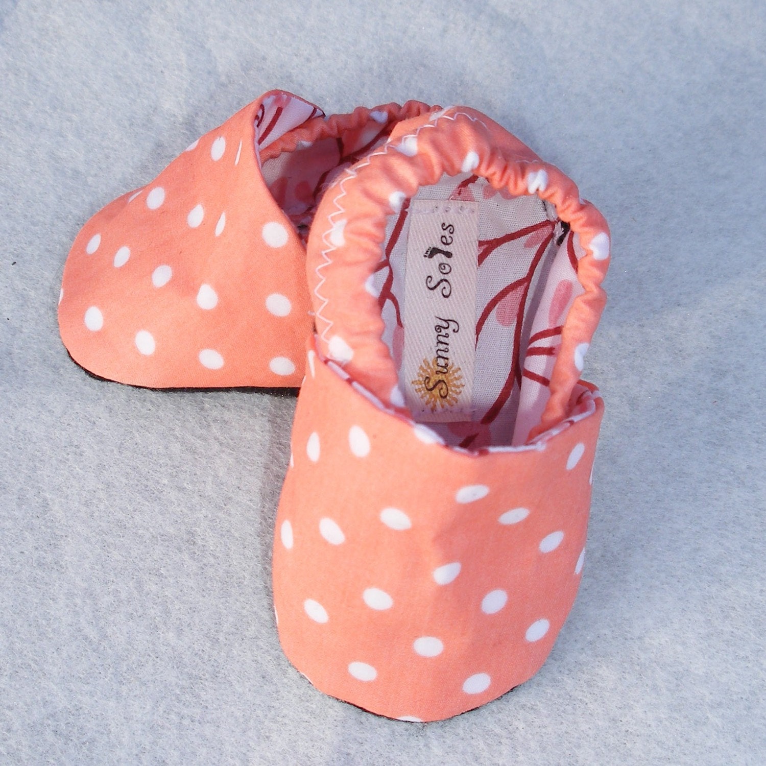 Organic Cotton Coral Speckled Crib Shoes- Size 0 3 6 9 12 18 24 months
