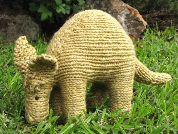 South African Aardvark Knitted Toy, Merino Yarn