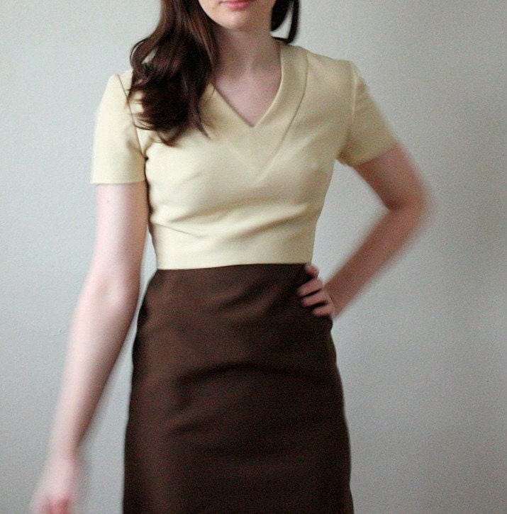 vintage 1960's cocoa and cream party dress