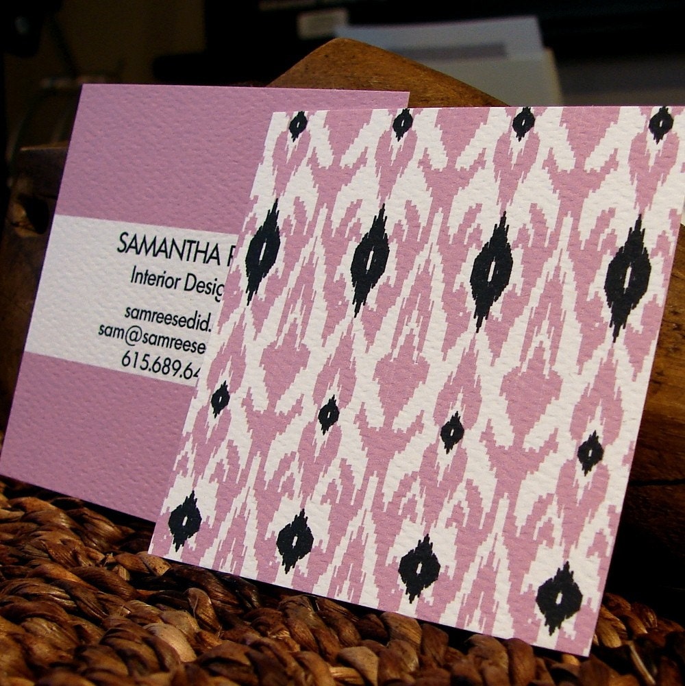 double sided two color ikat square calling cards - set (50)