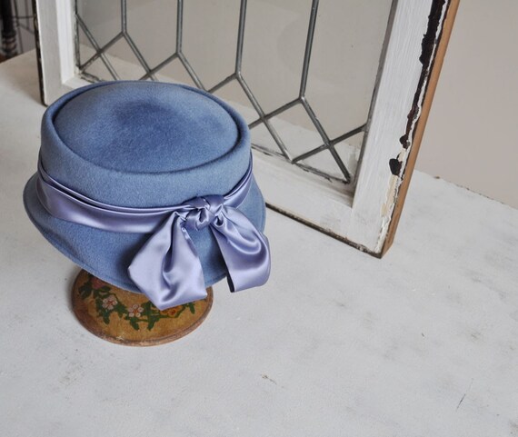 Vintage SLATE Blue Cloche Hat