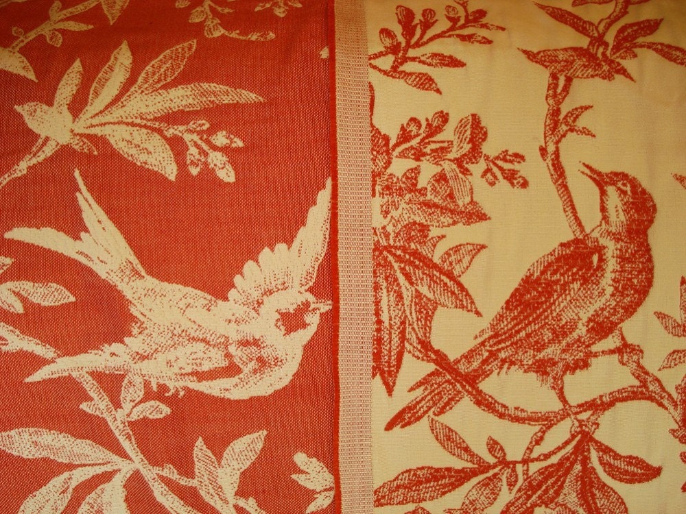 Reversible Upholstery weight Fabric with Bird Motif