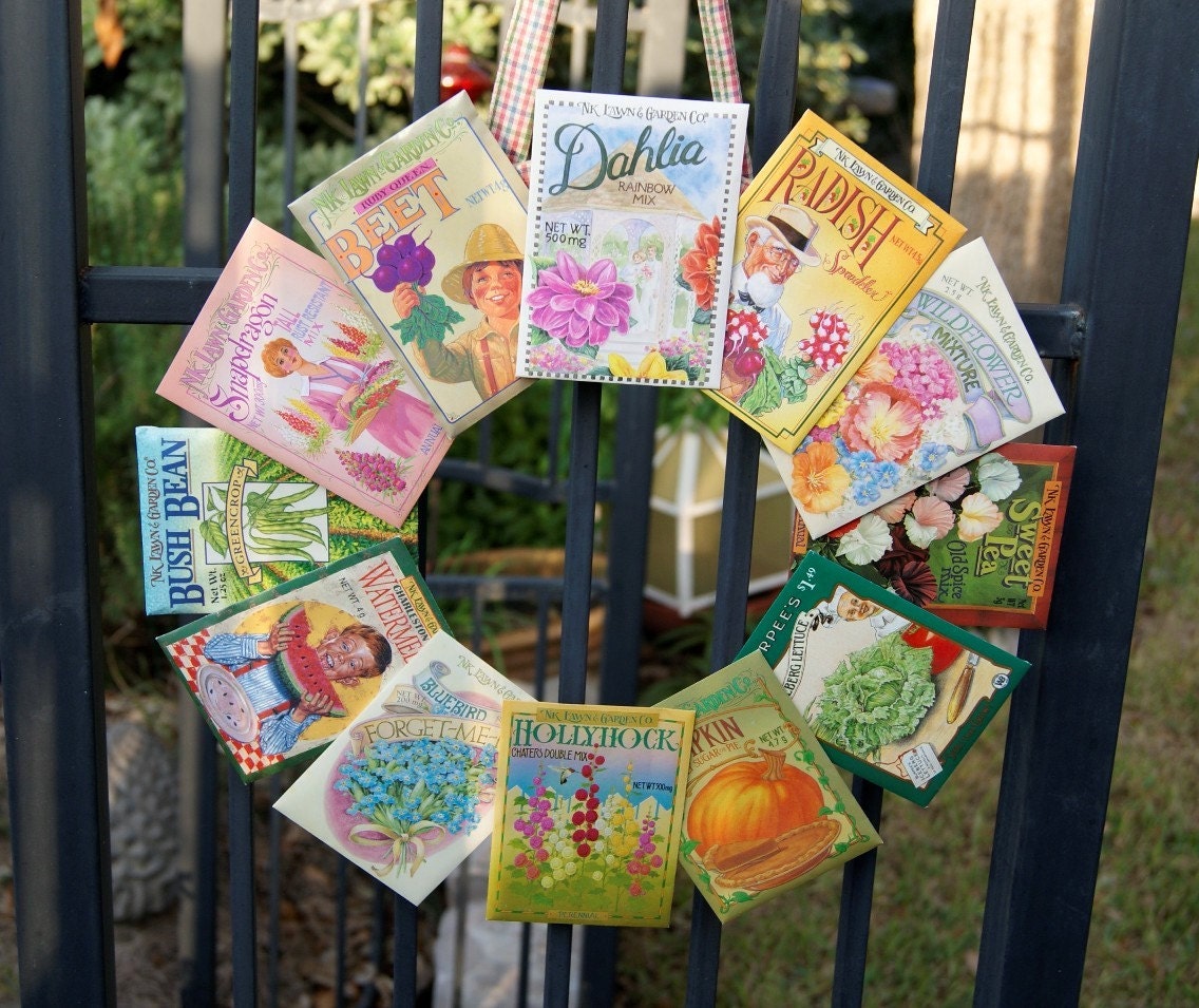 Whimsical Spring Seed Packet Wreath (no 115)