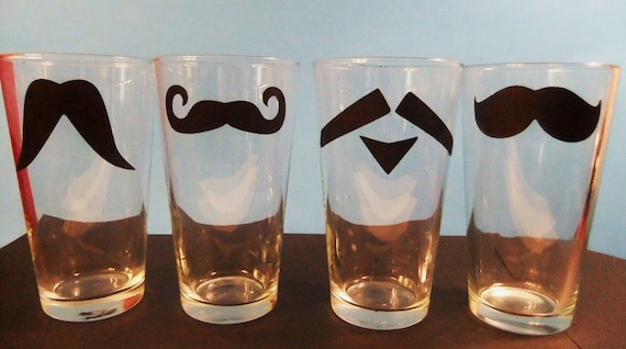 FREE Shipping Pint Set of 4 Mustache Glasses with FREE Shipping unitl Valentines Day