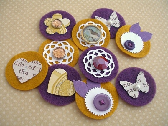 Mustard and Plum - Sweet Spots - Paper and Felt Embellishments