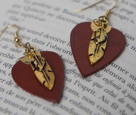 Native golden and red earrings
