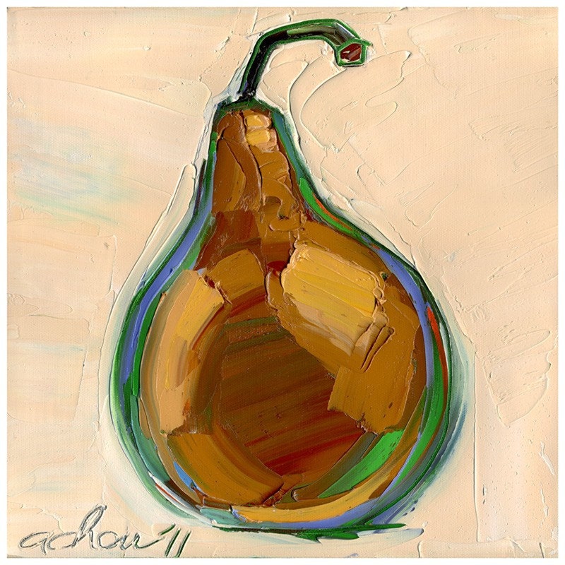 Original painting-My Brown Pear -12X12-Modern Fine Art