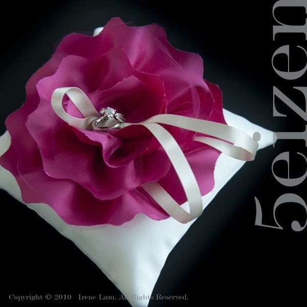 Bloomi Series V - Hot Pink Bloom and White Ring Pillow